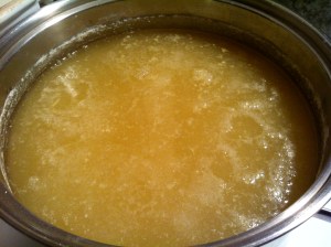 The pot with the corn turned a vivid gold.